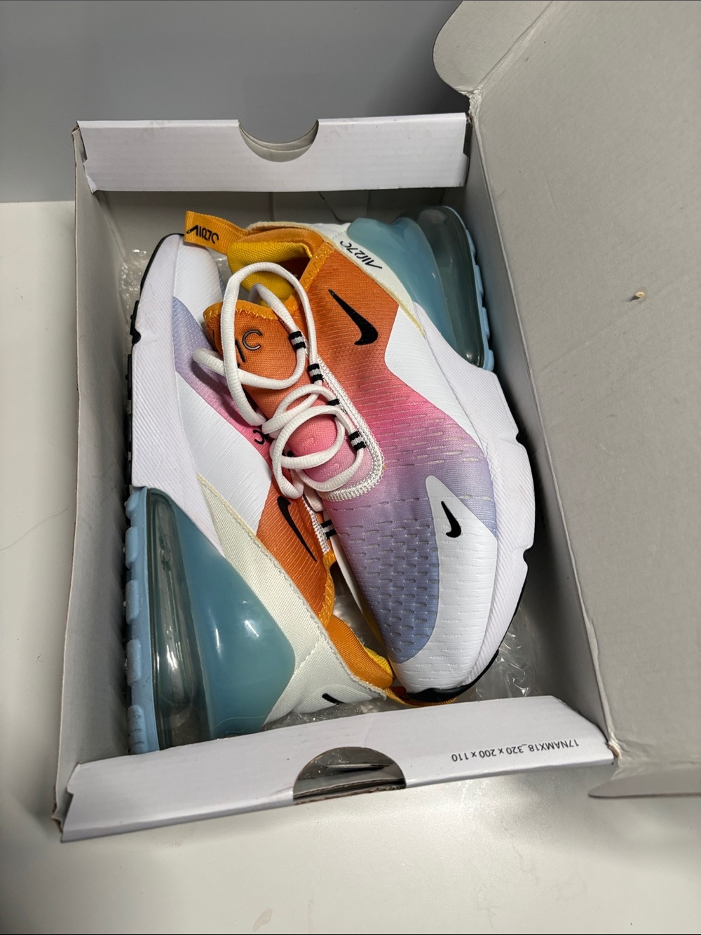 Nike Air Max 270 React - White with Orange, Pink & Blue